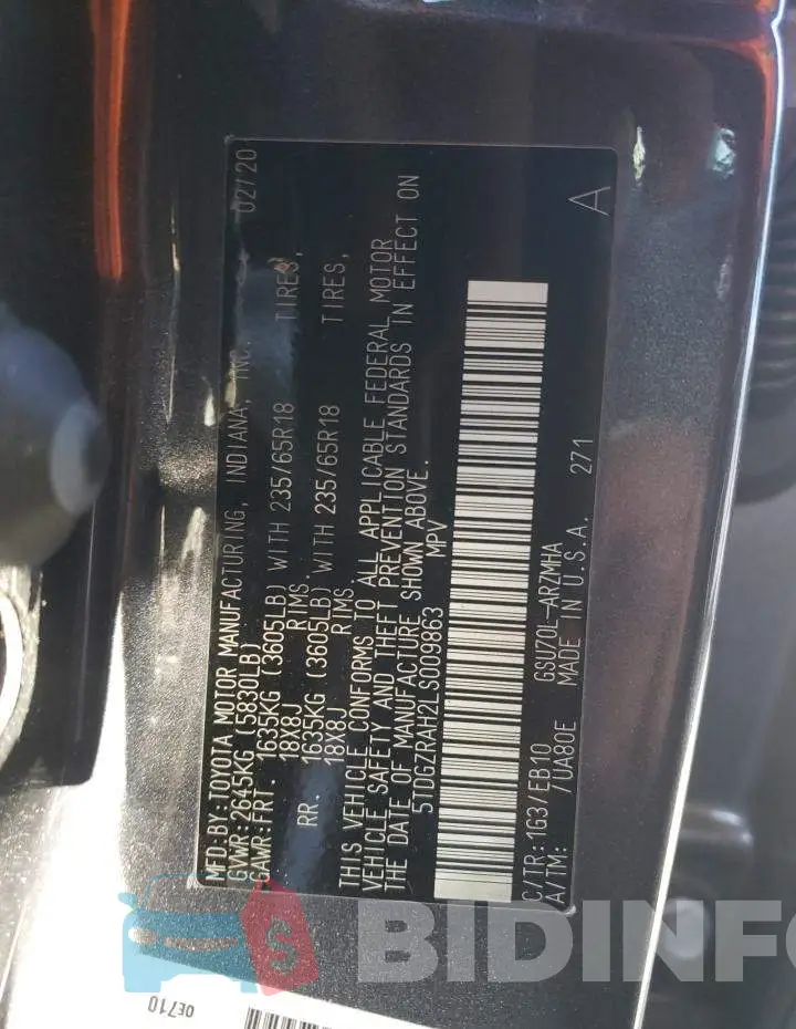 5TDGZRAH2LS009863 Photo# 13
