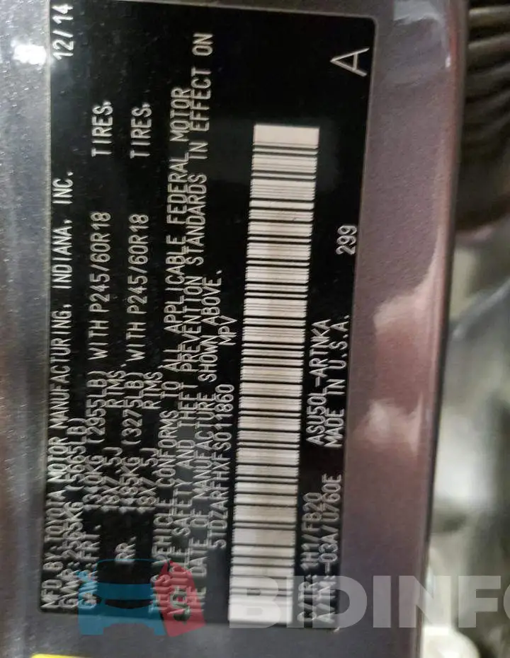 5TDZARFHXFS011860 Photo# 13