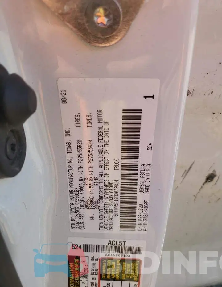5TFHY5F18MX039814 Photo# 12