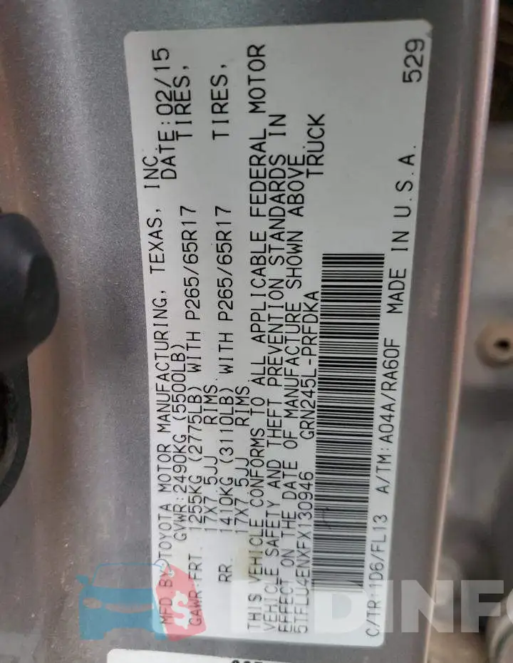 5TFLU4ENXFX130946 Photo# 12