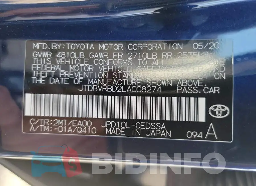 JTDBVRBD2LA008274 Photo# 10