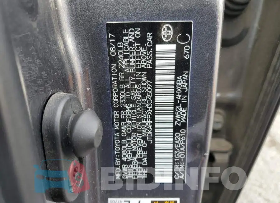 JTDKARFPXH3045097 Photo# 13