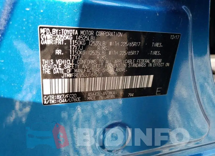 JTMWFREV5JJ167516 Photo# 13