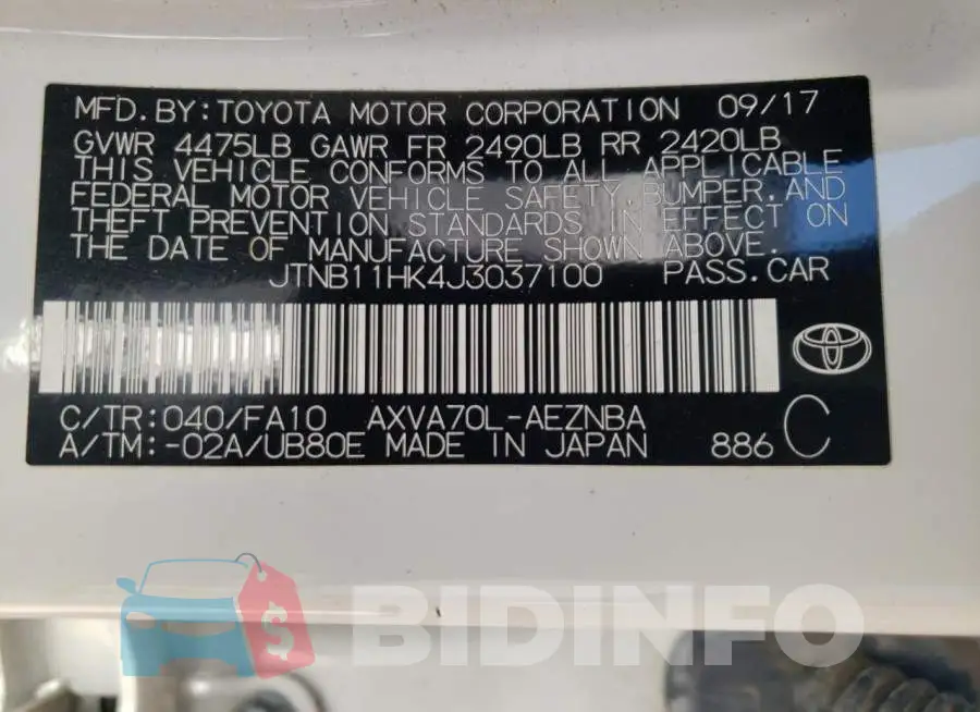 JTNB11HK4J3037100 Photo# 12