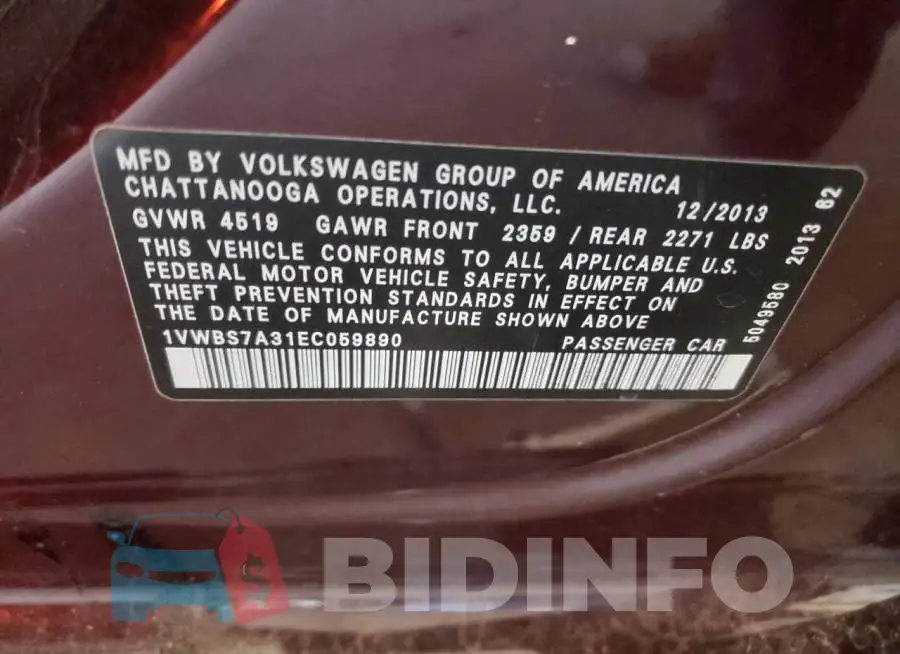 1VWBS7A31EC059890 Photo# 12