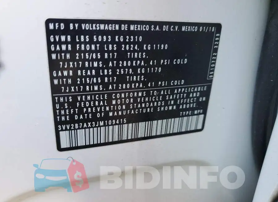 3VV2B7AX3JM109415 Photo# 12