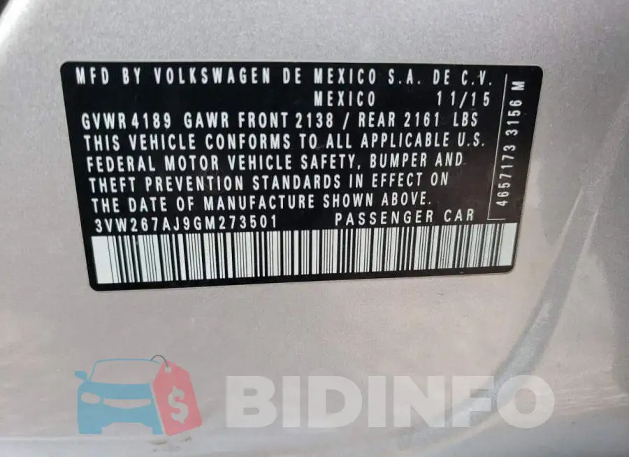 3VW267AJ9GM273501 Photo# 12
