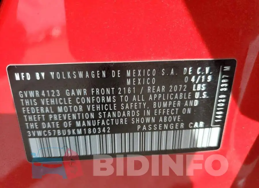 3VWC57BU9KM180342 Photo# 12