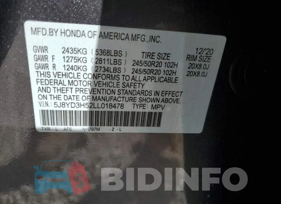 5J8YD3H52LL018478 Photo# 13
