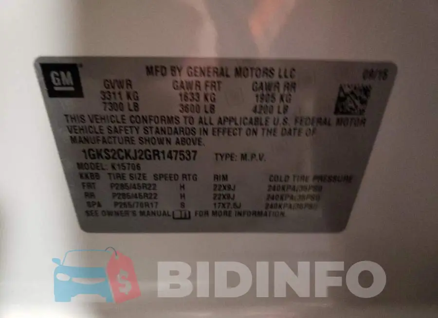 1GKS2CKJ2GR147537 Photo# 13