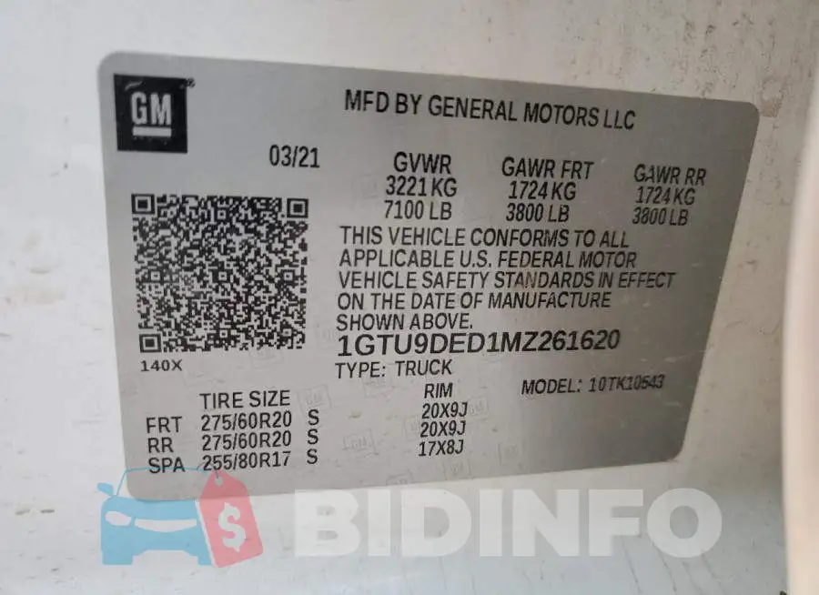 1GTU9DED1MZ261620 Photo# 12
