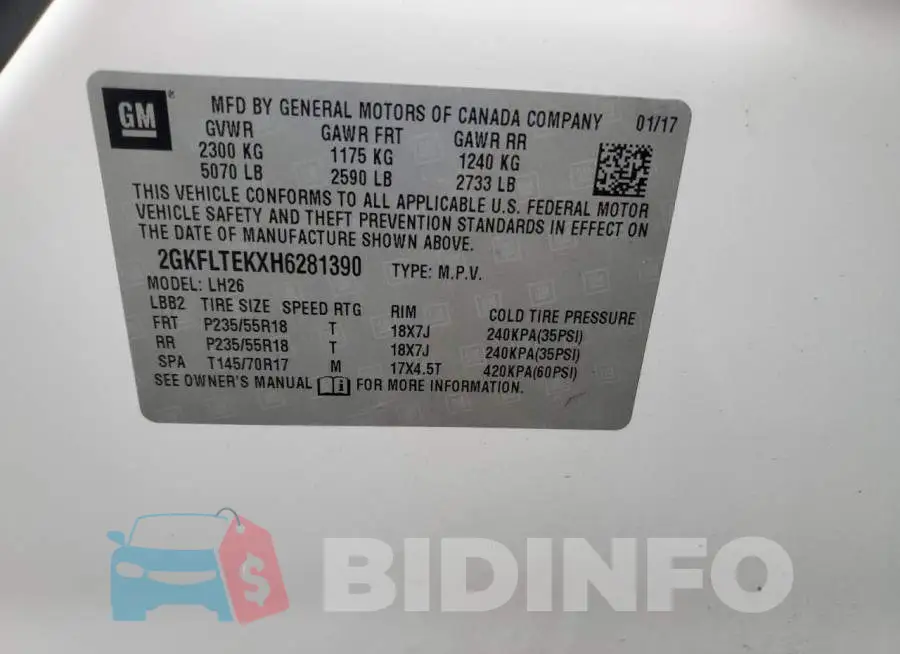 2GKFLTEKXH6281390 Photo# 13