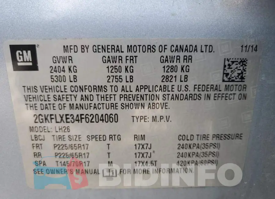 2GKFLXE34F6204060 Photo# 13