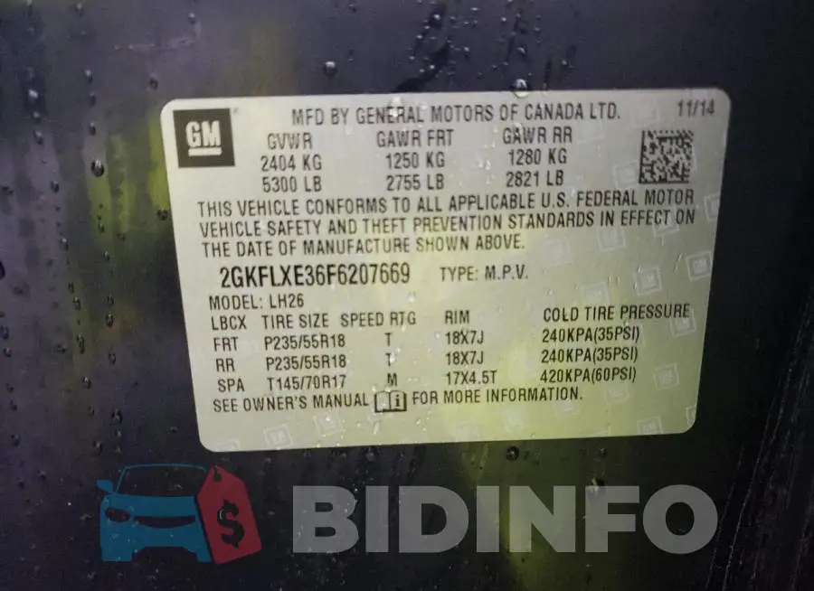 2GKFLXE36F6207669 Photo# 13