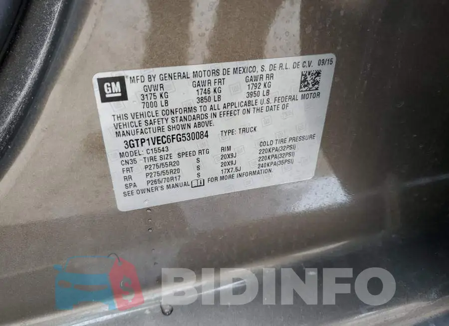 3GTP1VEC6FG530084 Photo# 12