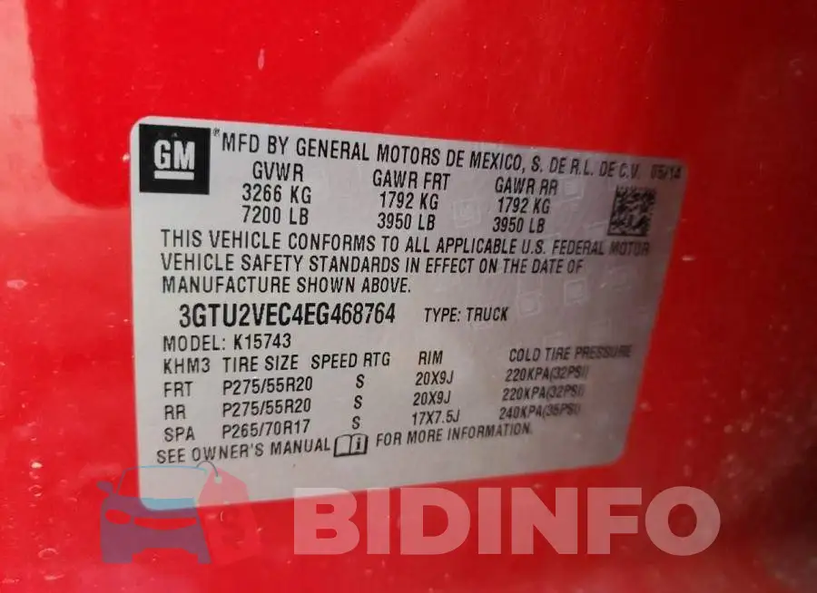 3GTU2VEC4EG468764 Photo# 12