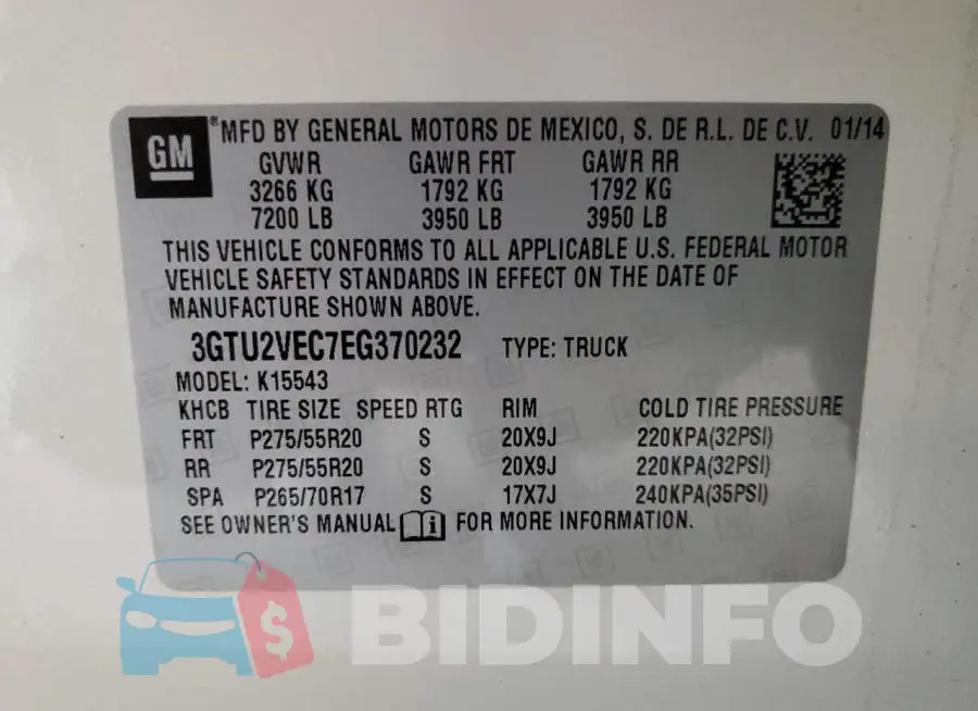 3GTU2VEC7EG370232 Photo# 13