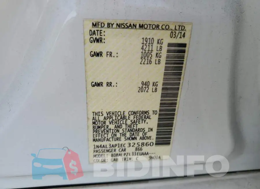 1N4AL3AP1EC325860 Photo# 12