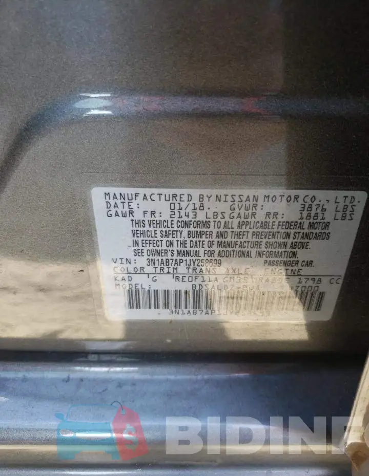3N1AB7AP1JY258699 Photo# 13