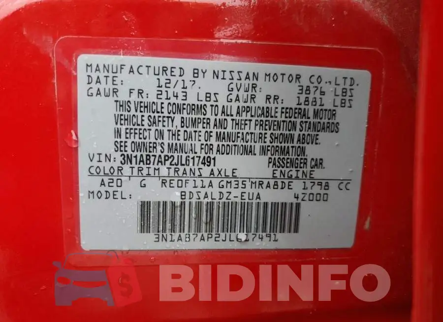 3N1AB7AP2JL617491 Photo# 13