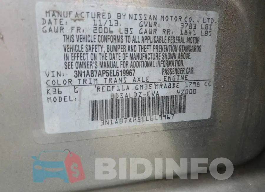 3N1AB7AP5EL619967 Photo# 12