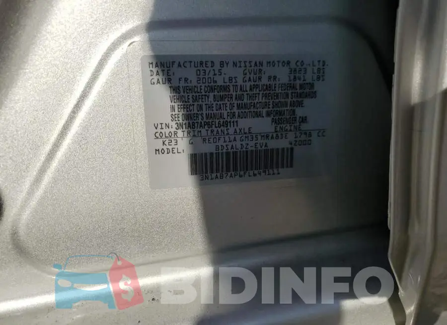 3N1AB7AP6FL649111 Photo# 12