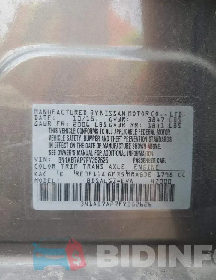 3N1AB7AP7FY352626 Photo# 12