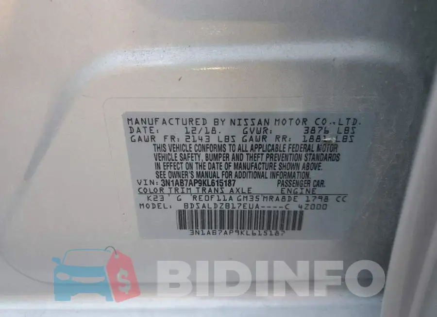 3N1AB7AP9KL615187 Photo# 12