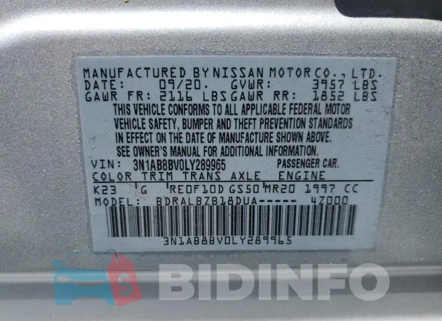 3N1AB8BV0LY289965 Photo# 13