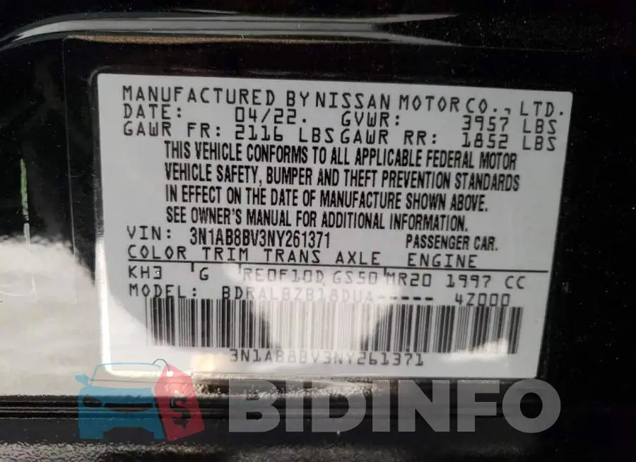 3N1AB8BV3NY261371 Photo# 12
