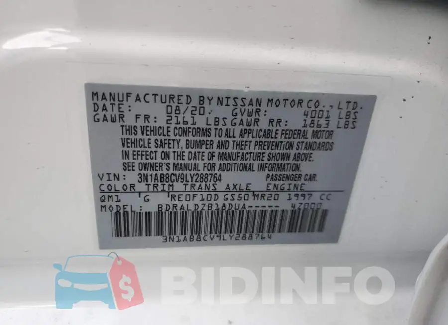 3N1AB8CV9LY288764 Photo# 12
