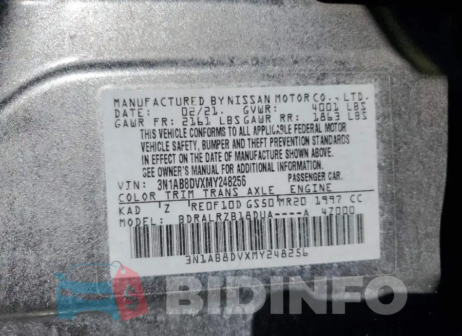 3N1AB8DVXMY248256 Photo# 12