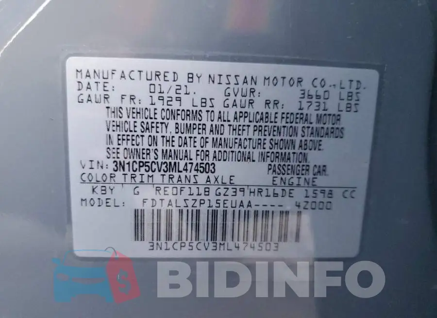 3N1CP5CV3ML474503 Photo# 12