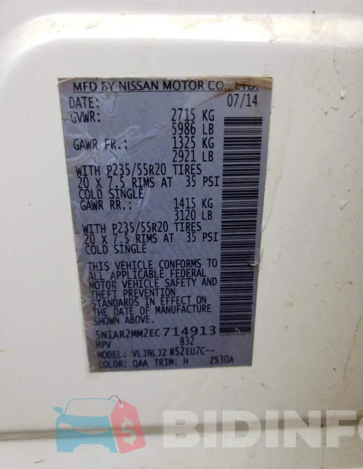 5N1AR2MM2EC714913 Photo# 12