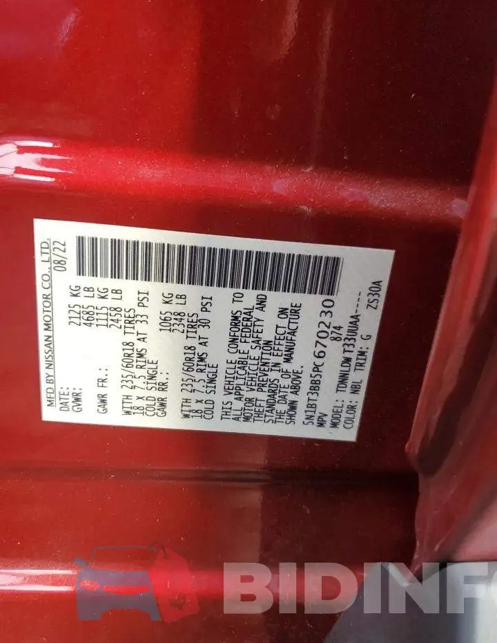 5N1BT3BB5PC670230 Photo# 13