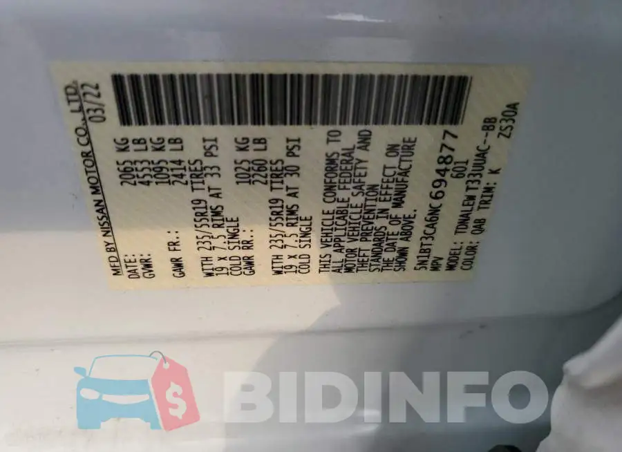 5N1BT3CA6NC694877 Photo# 14