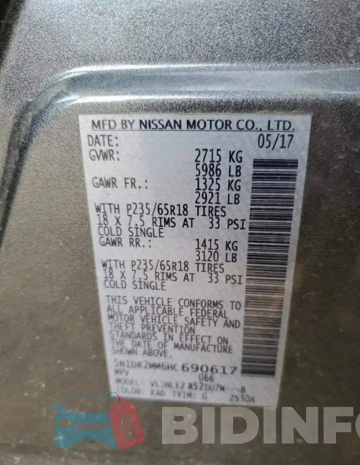 5N1DR2MM6HC690617 Photo# 13
