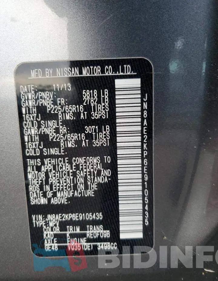 JN8AE2KP6E9105435 Photo# 13
