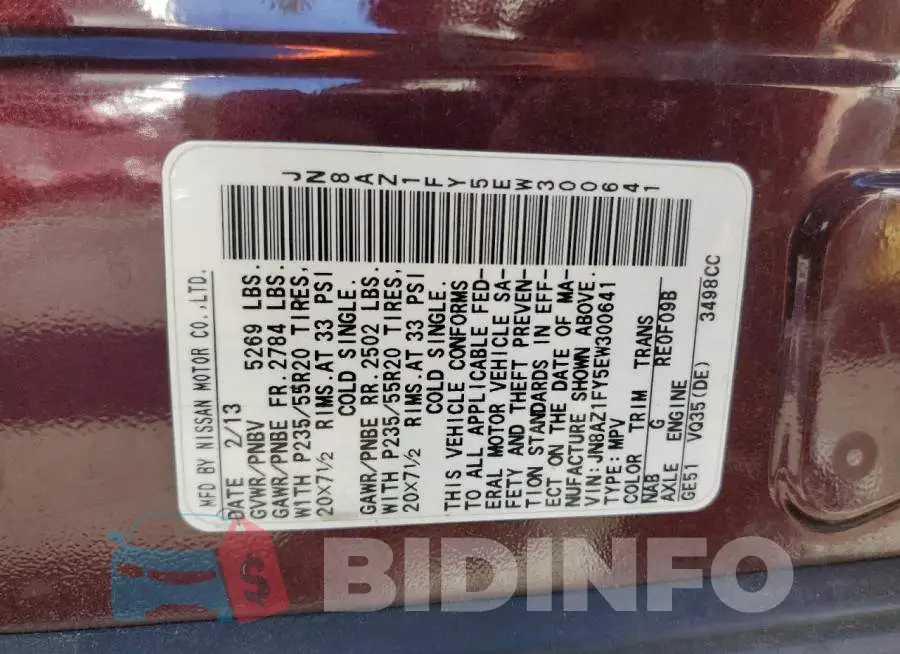 JN8AZ1FY5EW300641 Photo# 12