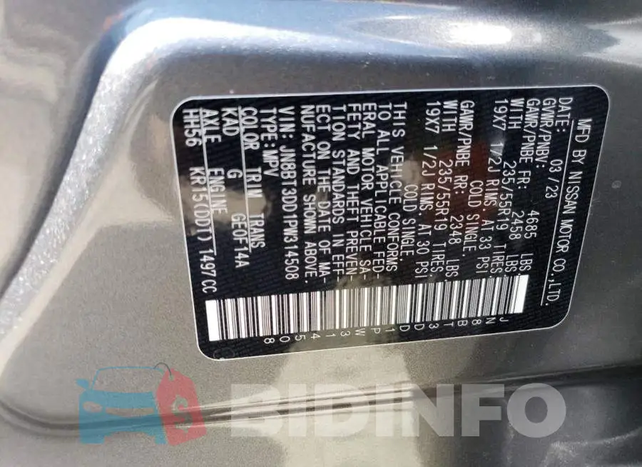 JN8BT3DD1PW314508 Photo# 14