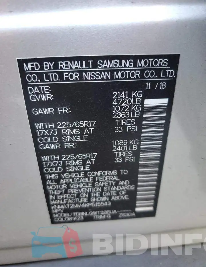 KNMAT2MV4KP515543 Photo# 12