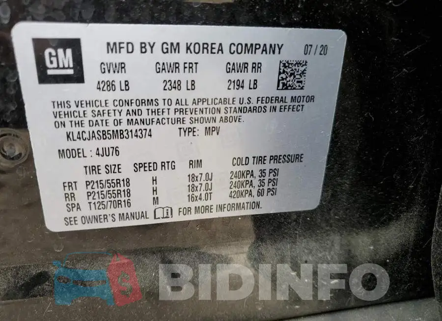 KL4CJASB5MB314374 Photo# 14