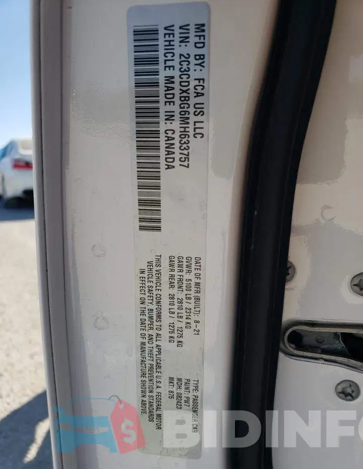 2C3CDXBG6MH633757 Photo# 12