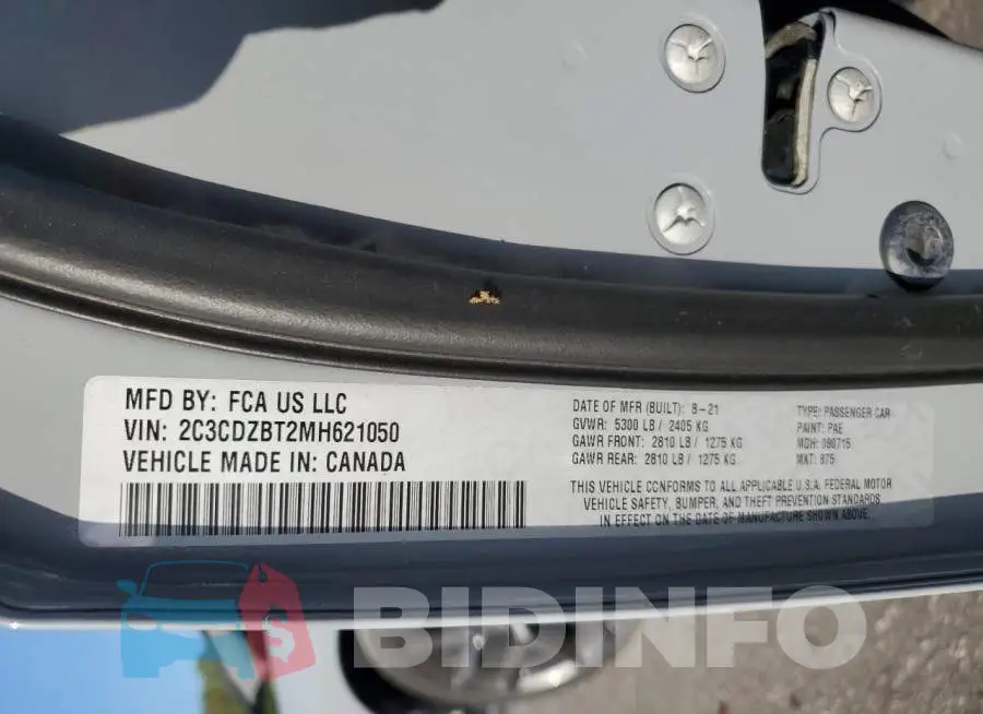 2C3CDZBT2MH621050 Photo# 13
