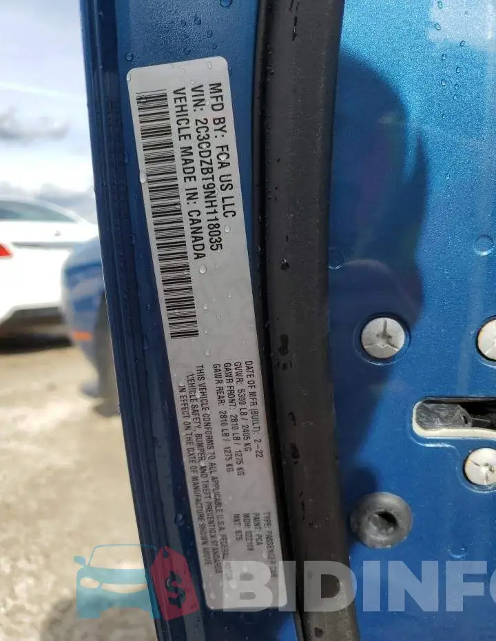 2C3CDZBT9NH118035 Photo# 13