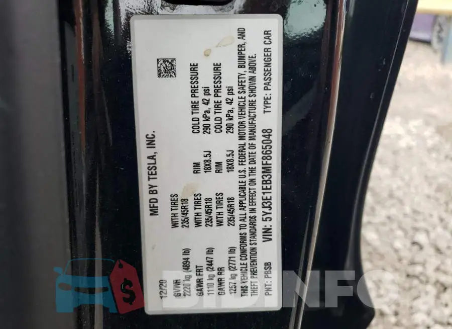 5YJ3E1EB3MF865048 Photo# 12
