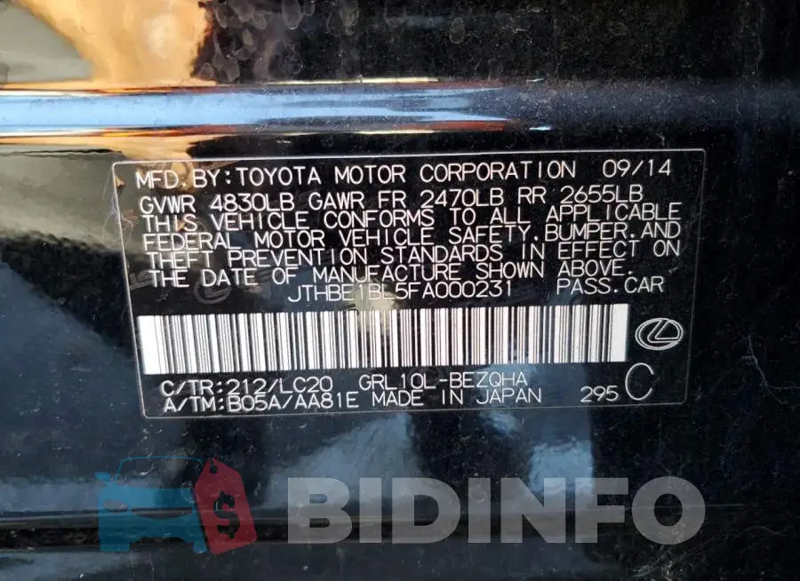 JTHBE1BL5FA000231 Photo# 12