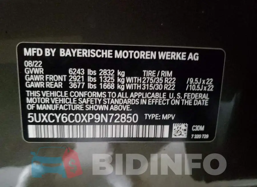 5UXCY6C0XP9N72850 Photo# 12