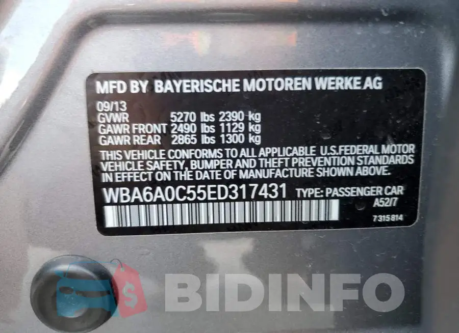 WBA6A0C55ED317431 Photo# 12