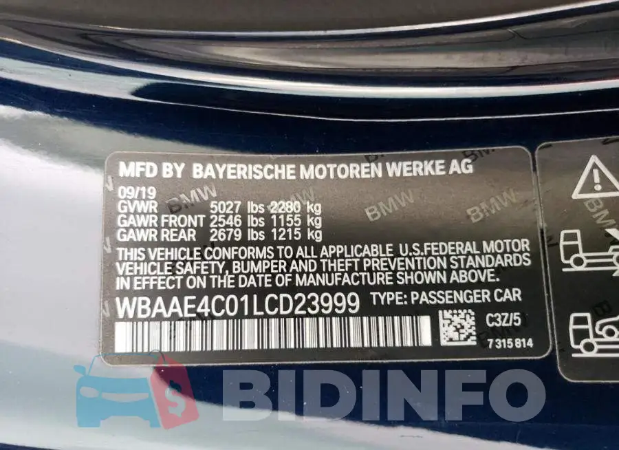 WBAAE4C01LCD23999 Photo# 12